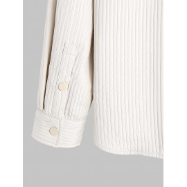 Men's Daily Casual Textured Pocket Long Sleeve Button Up Solid Color Shirt